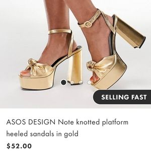ASOS design Note knotted platform heeled sandals in gold